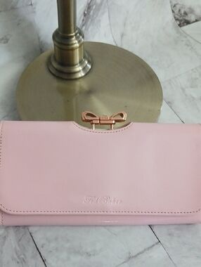 Ted Baker Light Pink Bow-Accent Wallet with Rose Gold Hardware